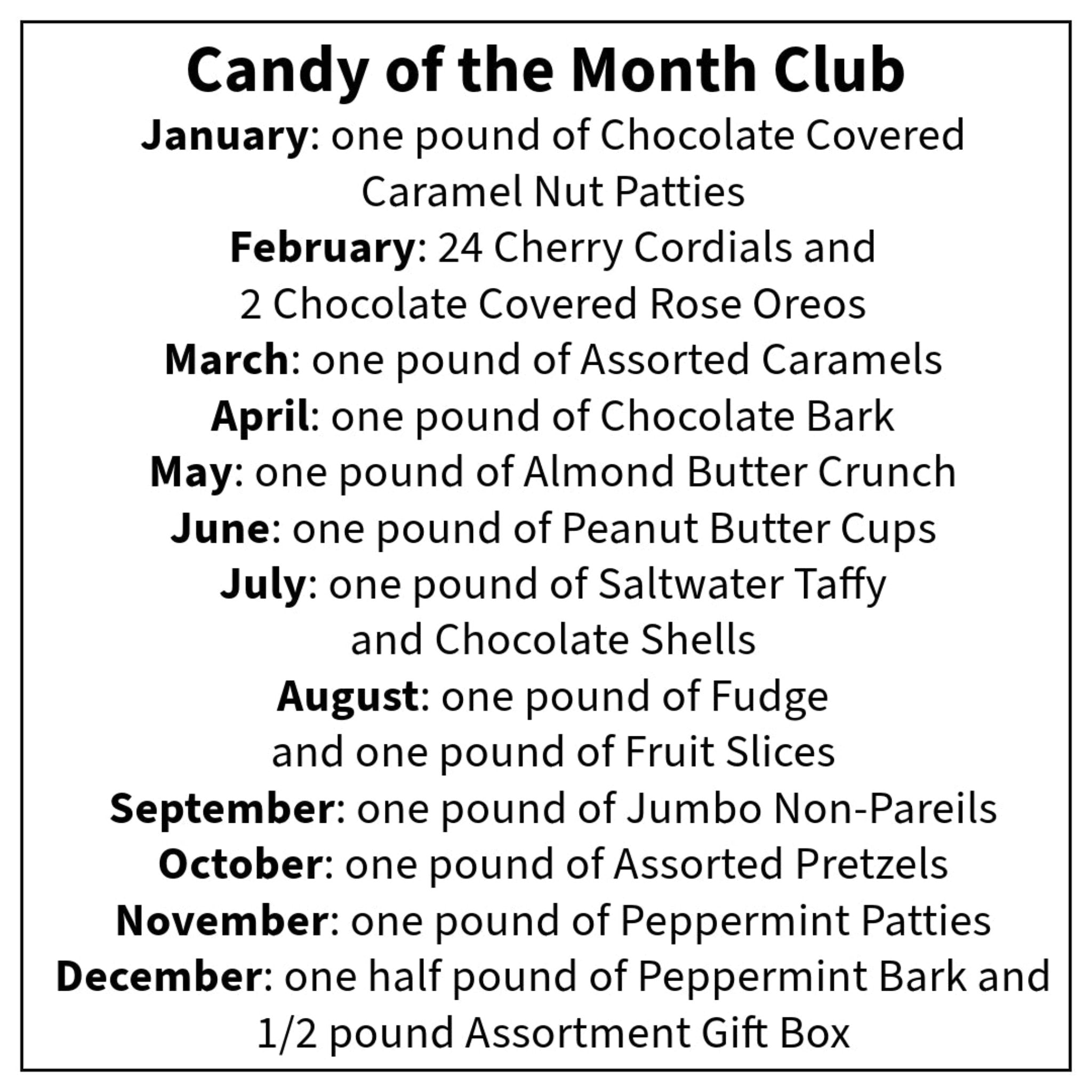 Candy of the Month Line Up Tucks Candy Factory